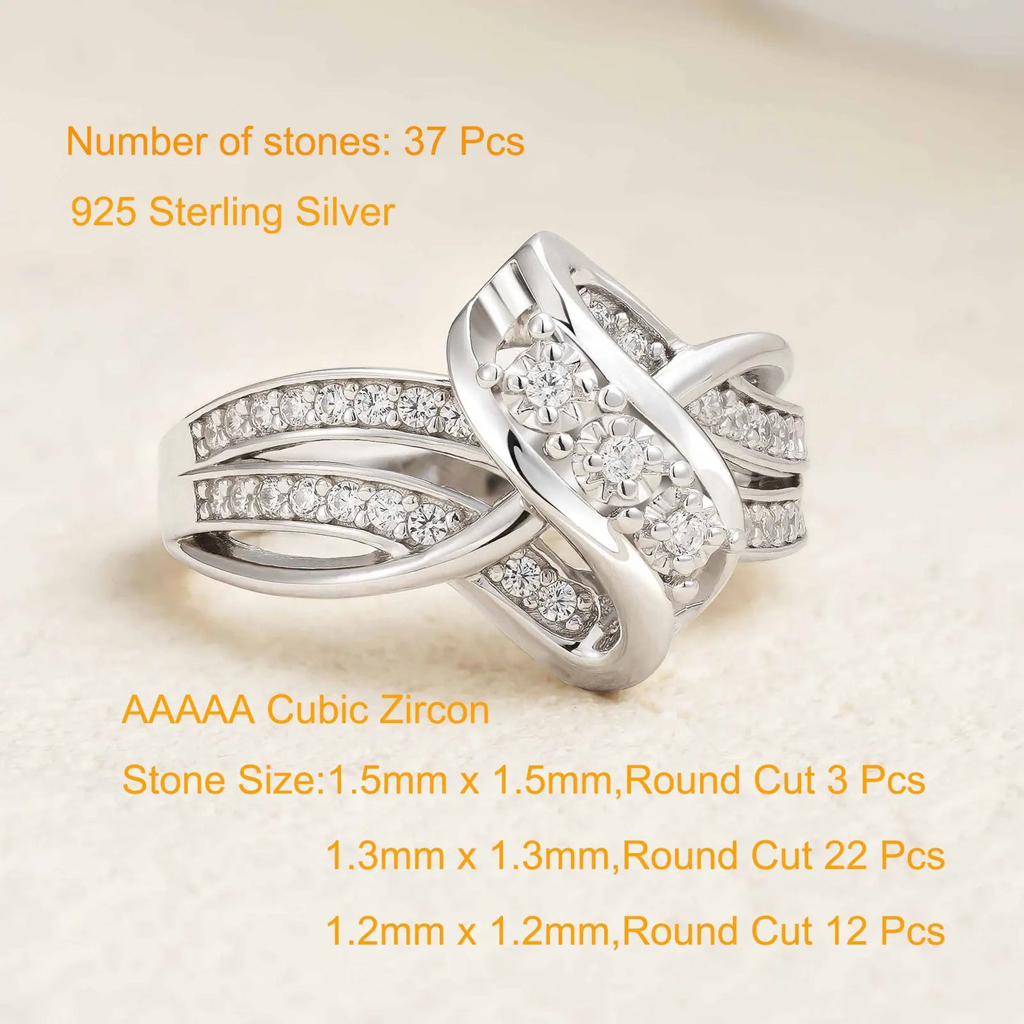 Newshe Anillos de compromiso de plata 925 para mujer, diseño de nudo único, circonita cúbica brillante AAAAA, anillo llamativo