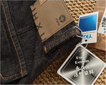 Jeans cónicos casuales rectos lavados de mezclilla de alta gama con corte 3D, peso pesado, estilo retro americano, cómodos, a la moda para hombres, Otoño 2025