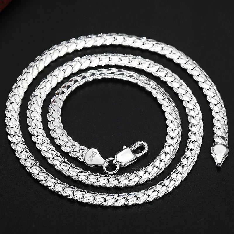 New arrive 925 Sterling Silver 6MM 18K Gold Full Sideways Figaro Chain Necklace For Woman Man Fashion Wedding designer Jewelry