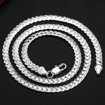 New arrive 925 Sterling Silver 6MM 18K Gold Full Sideways Figaro Chain Necklace For Woman Man Fashion Wedding designer Jewelry