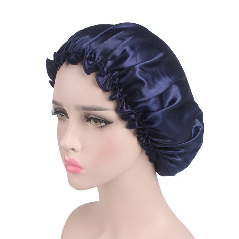 New Satin Hair Cap for Sleeping Invisible Flat Imitation Silk Round Haircare Women Headwear Ceremony Adjusting Button Night Hat