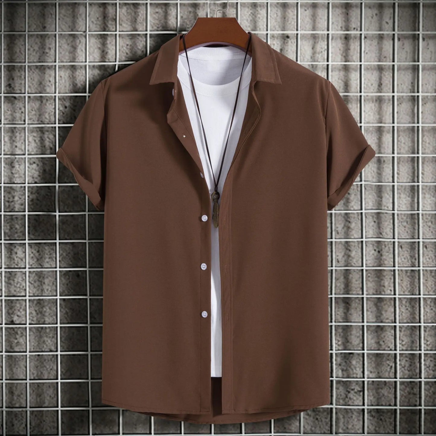 Nuevas camisas de manga corta para hombre, moda, lisas, informales, cárdigan con solapa, tops para hombre, blusa cómoda de un solo botón, camisas de playa de verano