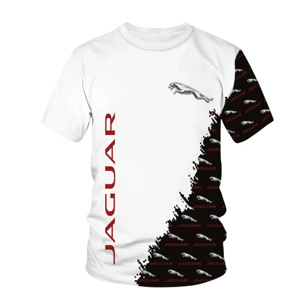 Camisetas Jaguar para hombre y mujer, ropa de calle con estampado de carreras 3D, deportiva, casual, a la moda, oversize, cuello redondo