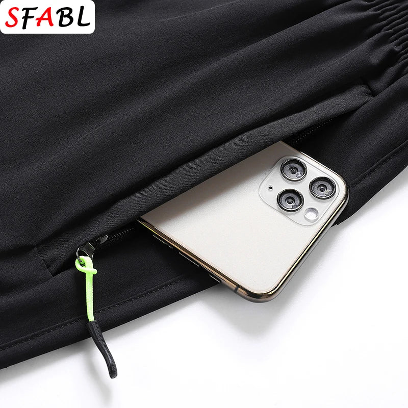 New Summer Casual Shorts Men Boardshorts Breathable Beach Shorts Elastic Jogging Running Sports Men's Short Pants Zipper Pockets