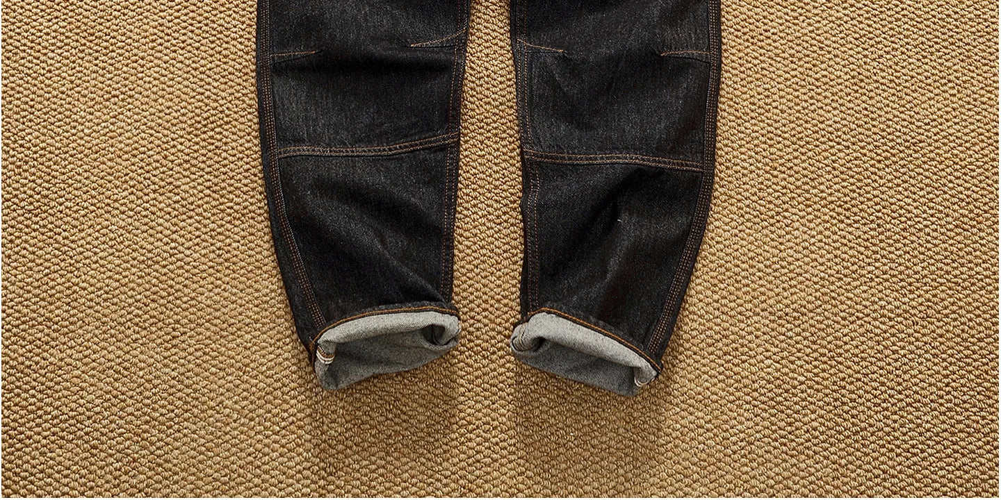 Jeans cónicos casuales rectos lavados de mezclilla de alta gama con corte 3D, peso pesado, estilo retro americano, cómodos, a la moda para hombres, Otoño 2025