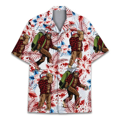 3D Printed Monkey Floral Leaf Hawaiian Shirt Men Orangutan Graphic Blouse Summer Holiday Short Sleeves Street Beach Aloha Shirts