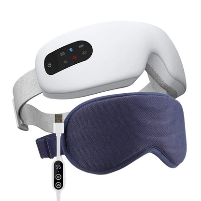 Masajeador ocular eléctrico Compresa caliente Alivio del estrés Calefacción Vibración Masaje Conectar música Relajación Cuidado ocular plegable Gafas inteligentes