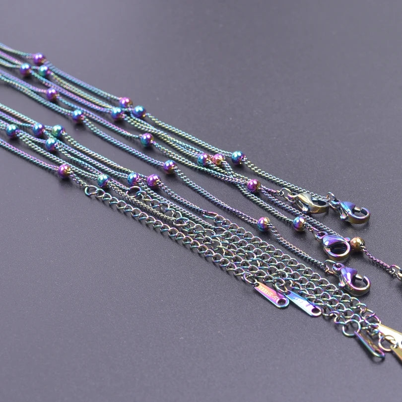 2/5pcs Rainbow Chain New Personalized Multiple Shape Designs Necklace Chains For Jewelry Making DIY 304 Stainless Steel Chains