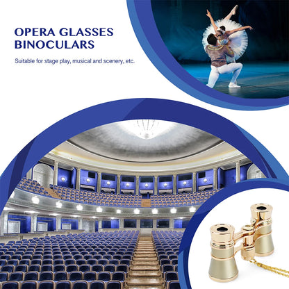 Prismáticos Gafas Ópera 3X25 Gafas Teatro Mini Prismáticos Compactos con Cadena para Adultos Mujeres Niños en Conciertos Musicales