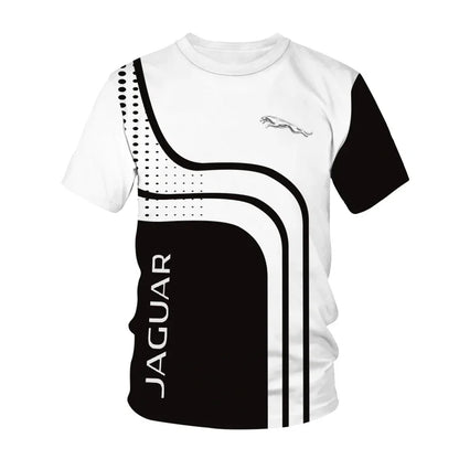 Camisetas Jaguar para hombre y mujer, ropa de calle con estampado de carreras 3D, deportiva, casual, a la moda, oversize, cuello redondo