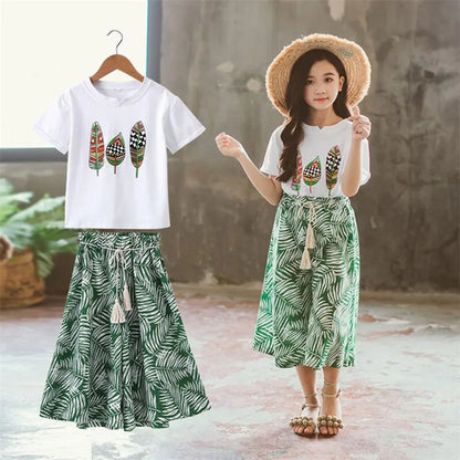 Ropa de verano 2023 para niñas, conjuntos de ropa para niños, manga corta + pantalones, conjunto de ropa para niños de 3 4 5 6 7 8 9 10 11 12 años
