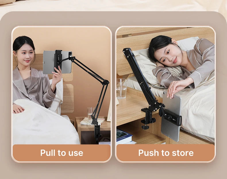 Ulanzi T2 Soporte de escritorio de metal con brazo largo, soporte para tablet de cama, soporte perezoso de escritorio, soporte para iPad, smartphone, brazo articulado para micrófono