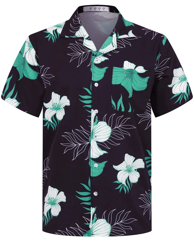 Camisas Hawaianas de Verano para Hombre, Manga Corta, Botones, Estampado de Árboles de Coco, Camisa Casual de Playa Aloha Tallas Grandes 6XL, Ropa para Hombre