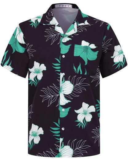 Camisas Hawaianas de Verano para Hombre, Manga Corta, Botones, Estampado de Árboles de Coco, Camisa Casual de Playa Aloha Tallas Grandes 6XL, Ropa para Hombre