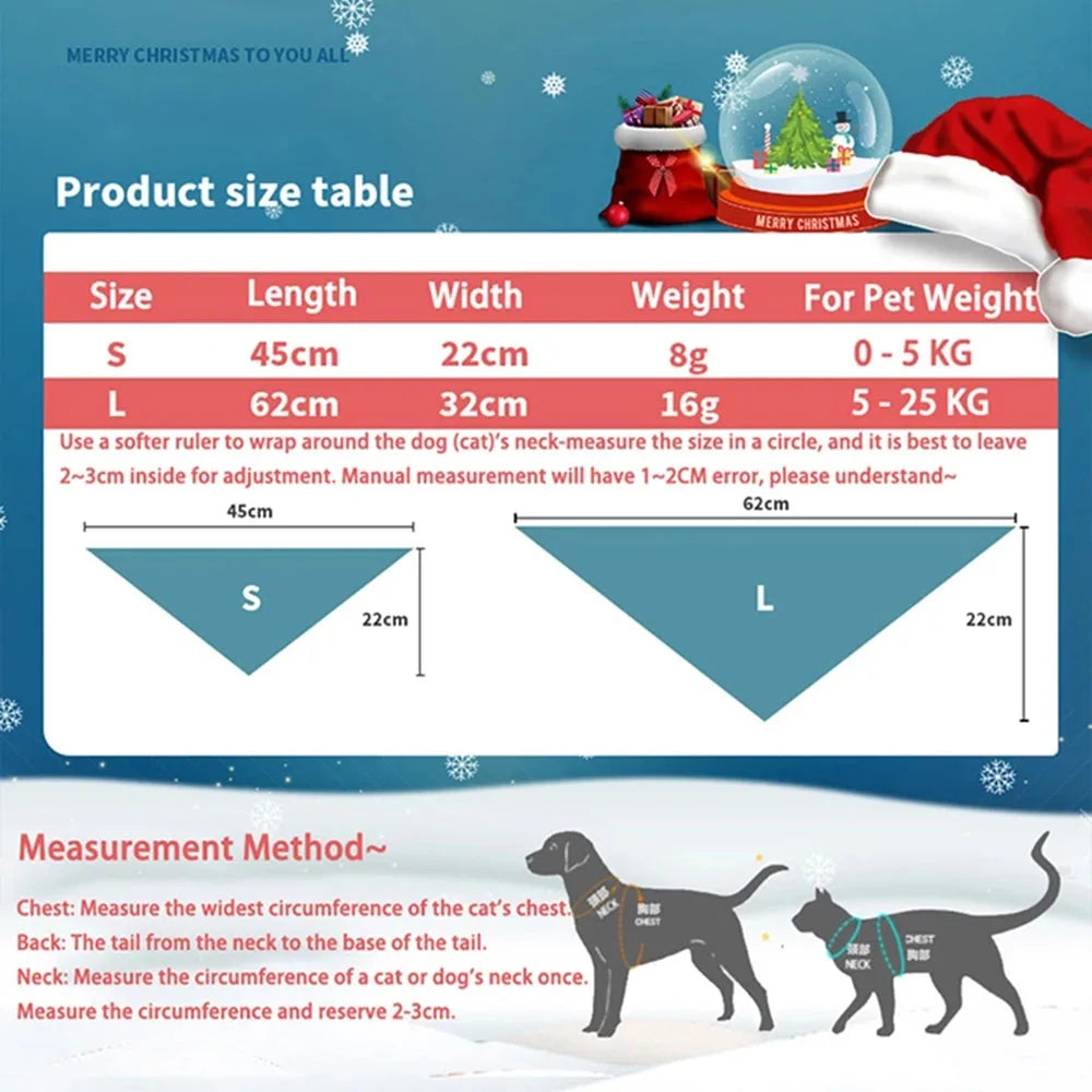 Christmas Dog Bandanas Christmas Tree and Santa Claus Dog Scarf for Boys and Girls Holiday Bandana for Cats Xmas Pet Accessories