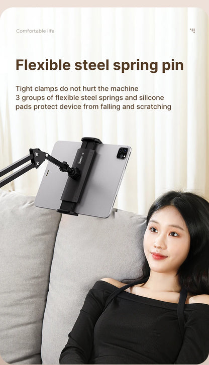 Ulanzi T2 Soporte de escritorio de metal con brazo largo, soporte para tablet de cama, soporte perezoso de escritorio, soporte para iPad, smartphone, brazo articulado para micrófono