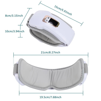 Masajeador ocular eléctrico Compresa caliente Alivio del estrés Calefacción Vibración Masaje Conectar música Relajación Cuidado ocular plegable Gafas inteligentes
