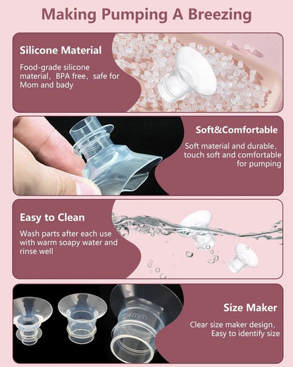 Kit de insertos de brida para extractores de leche Momcozy/Spectra S1/S2, Eufy/Medela/Elvie/Lansinoh/Paruu y extractores de leche portátiles