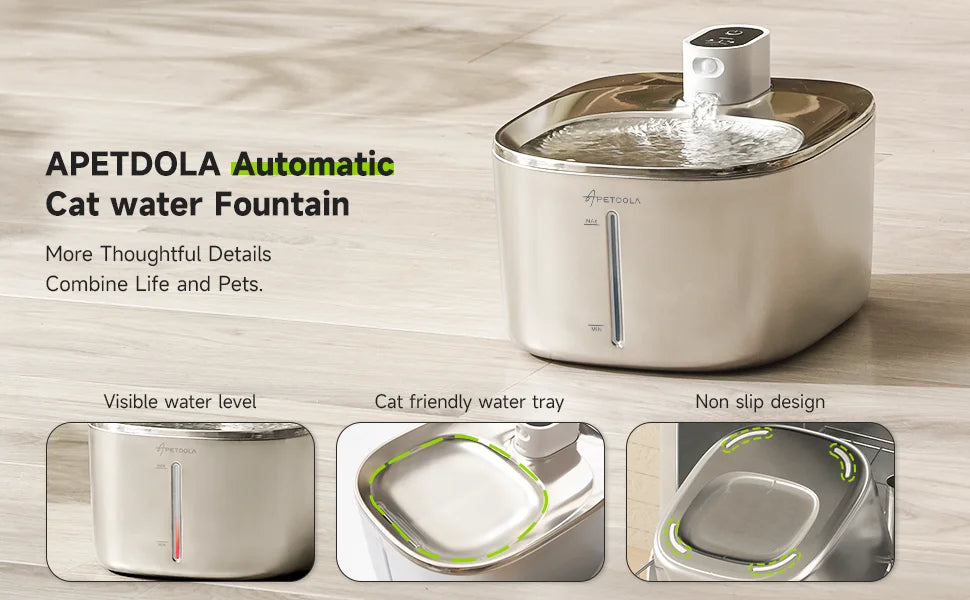 APETDOLA 4L Fuente de agua inalámbrica para gatos con sensor automático, fuente para beber para gatos, perros, bebedero, accesorios para dispensador de agua para mascotas