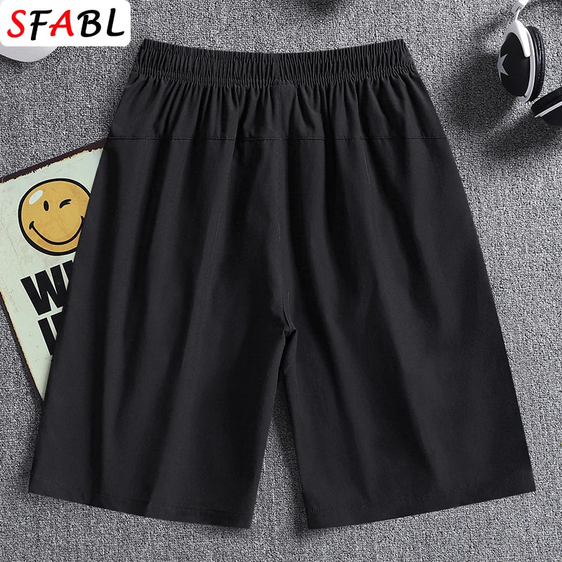 New Summer Casual Shorts Men Boardshorts Breathable Beach Shorts Elastic Jogging Running Sports Men's Short Pants Zipper Pockets