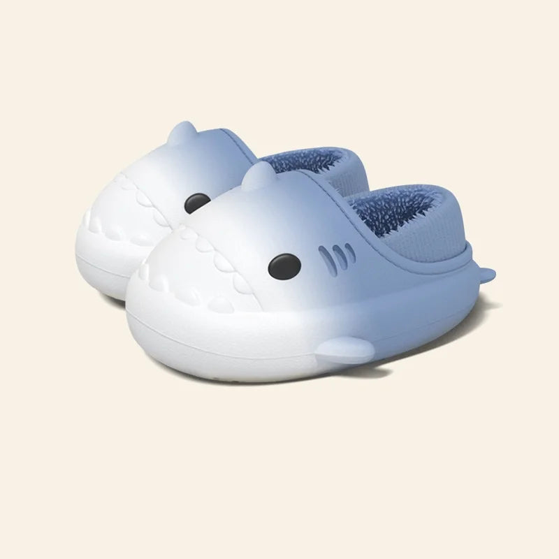 Winter Cute Children EVA Shark Slippers Girls Soft Indoor Home Cotton Sandals Boys Non-Slip Thick Slides Kids Waterproof Shoes