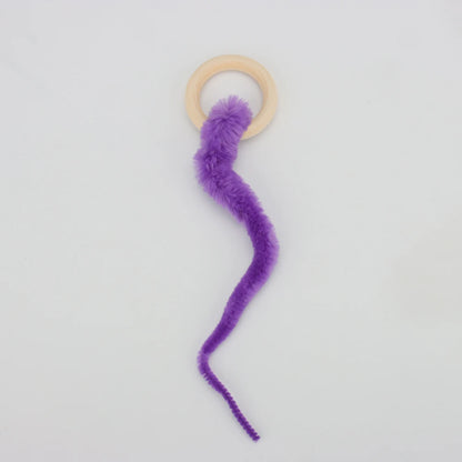 Plush Long Tail Ball Cat Toy Training Cat Interactive Ball Wood Ring Pet Toy