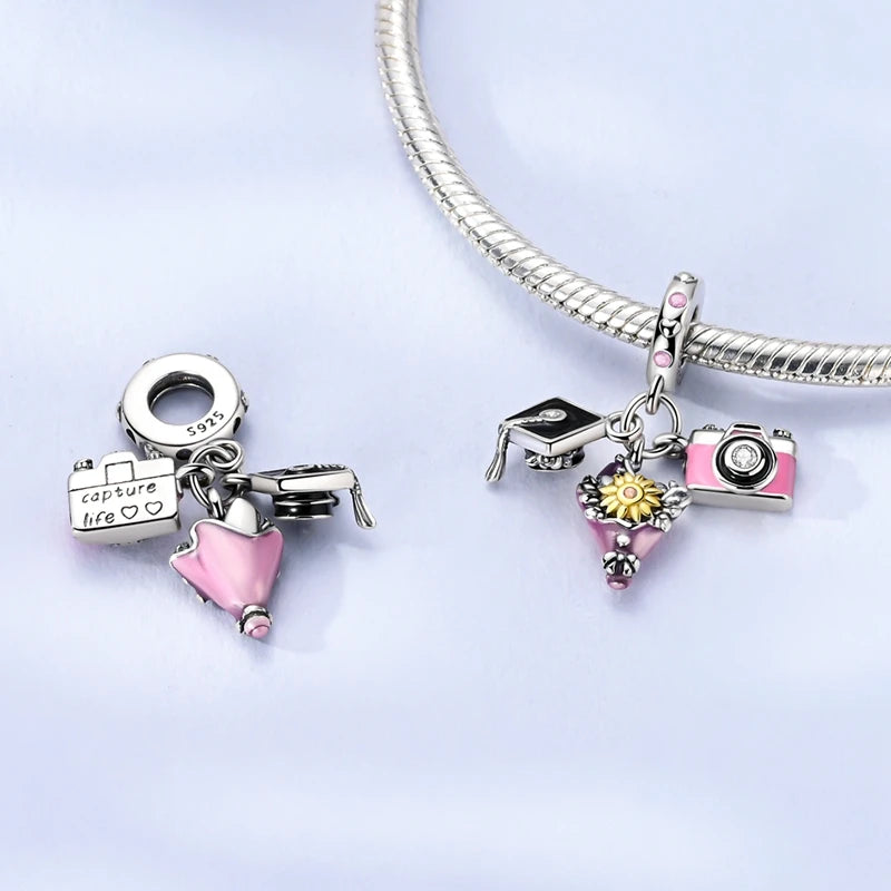 New 925 Sterling Silver Charms Bead Penguin Owl Bow Heart Charm Fit Original Pendant Bracelet Jewelry Making For Women Gift