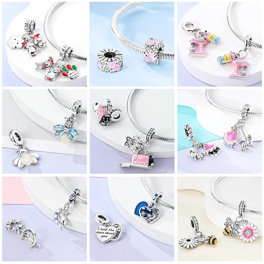New Arrivals Silver Plated Cute Pet Moon Luminous Firefly Charms Fit Original Bangle Beads Pendent Dangle Bracelet DIY Jewelry