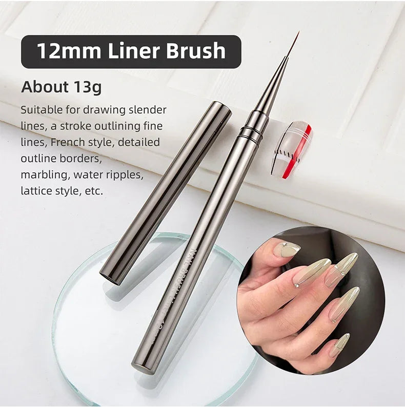 Nails Art Liner Brushes Elongated Lines Striping Drawing Painting  6/9/12/15/18mm Design Pen Professional Manicure Tool New