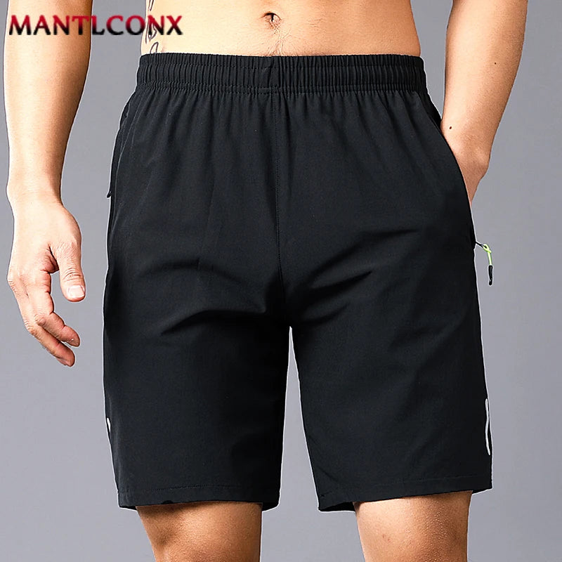 New Summer Casual Shorts Men Boardshorts Breathable Beach Shorts Elastic Jogging Running Sports Men's Short Pants Zipper Pockets