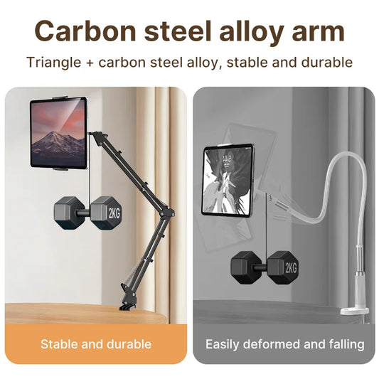 Ulanzi T2 Soporte de escritorio de metal con brazo largo, soporte para tablet de cama, soporte perezoso de escritorio, soporte para iPad, smartphone, brazo articulado para micrófono
