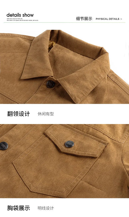 Chaqueta estilo británico de primavera y otoño para hombre, chaqueta informal de gamuza, moderna con botones, personalidad informal, ropa nueva para hombre.