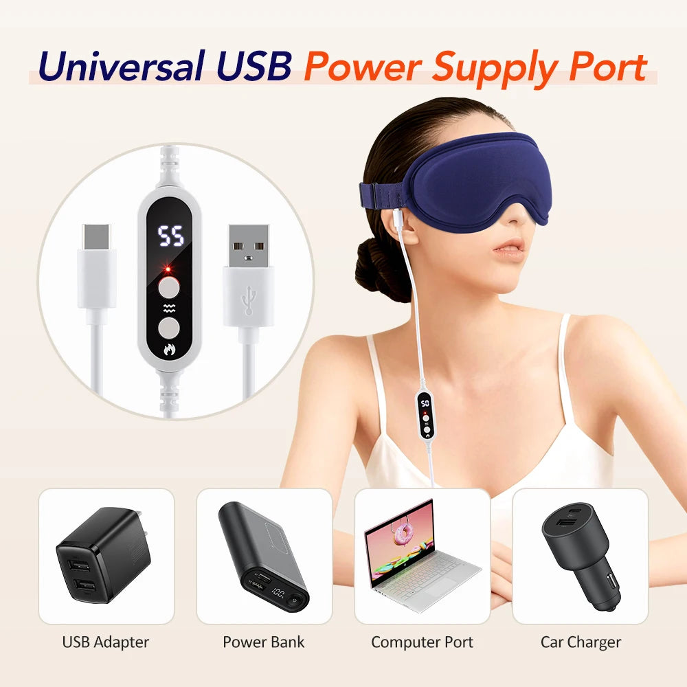 Masajeador ocular eléctrico Compresa caliente Alivio del estrés Calefacción Vibración Masaje Conectar música Relajación Cuidado ocular plegable Gafas inteligentes