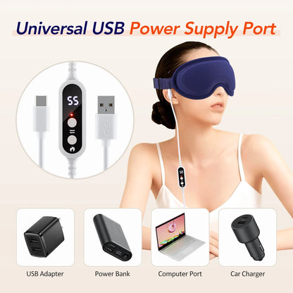 Masajeador ocular eléctrico Compresa caliente Alivio del estrés Calefacción Vibración Masaje Conectar música Relajación Cuidado ocular plegable Gafas inteligentes