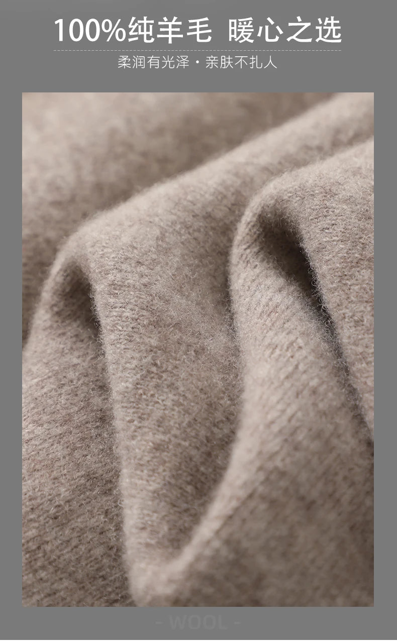 Suéter 100% Lana Merino para Hombre, Cuello Polo, Cierre de Cremallera, Cártigan de Negocios, Chaqueta de Cachemira, Tejido para Otoño Invierno