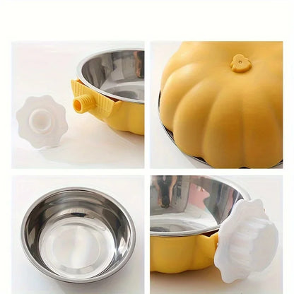 Recipiente para Comida y Agua para Mascotas Pequeñas con Forma de Calabaza, Tazón Elevador y Móvil para Transportín de Mascotas, Suministros para Alimentación de Mascotas