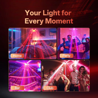 120W 6-Arm Beam Magic Ball Light RGBW Stage Effect Lighting Projector DMX Remote Control Strobe Lights for Party Club Bar Disco