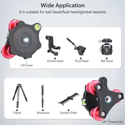 VICELK Leveling Base Tripod Head+360° Panoramic Pan Base for Macro Panoramic Photography with +/-5 Degree Precision Adjustment
