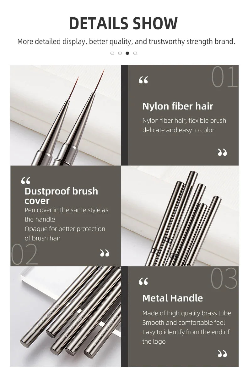 Nails Art Liner Brushes Elongated Lines Striping Drawing Painting  6/9/12/15/18mm Design Pen Professional Manicure Tool New