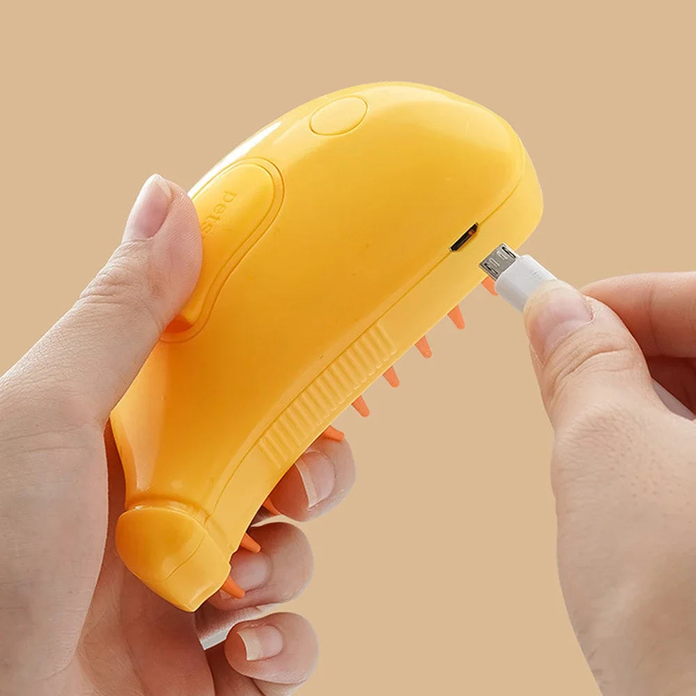 Cepillo de vapor giratorio para gatos y perros, peine eléctrico pulverizador para eliminar el pelo, cepillo de gato de silicona suave para masaje, peine de aseo, accesorios para mascotas