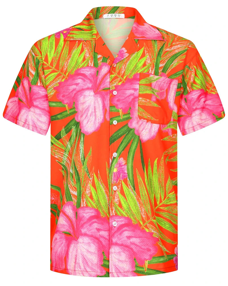 Camisas Hawaianas de Verano para Hombre, Manga Corta, Botones, Estampado de Árboles de Coco, Camisa Casual de Playa Aloha Tallas Grandes 6XL, Ropa para Hombre