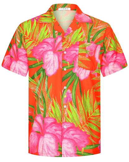 Camisas Hawaianas de Verano para Hombre, Manga Corta, Botones, Estampado de Árboles de Coco, Camisa Casual de Playa Aloha Tallas Grandes 6XL, Ropa para Hombre