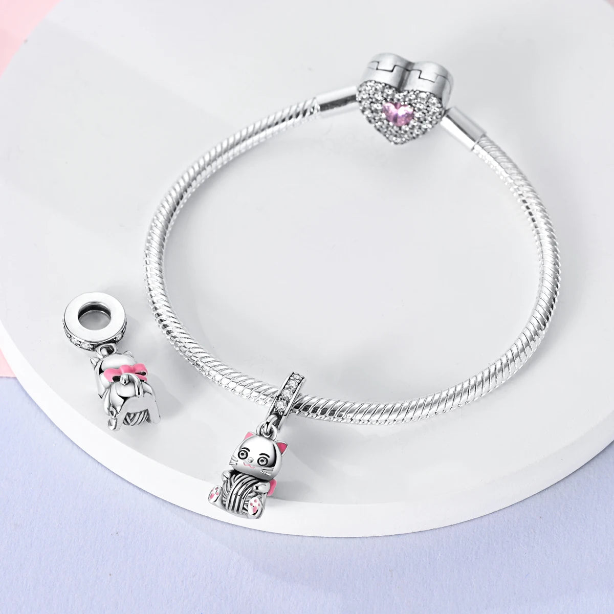 New Arrivals Silver Plated Cute Pet Moon Luminous Firefly Charms Fit Original Bangle Beads Pendent Dangle Bracelet DIY Jewelry