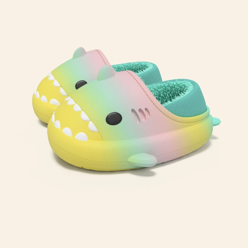 Winter Cute Children EVA Shark Slippers Girls Soft Indoor Home Cotton Sandals Boys Non-Slip Thick Slides Kids Waterproof Shoes