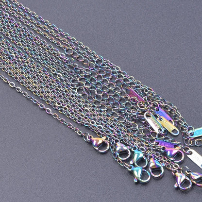 2/5pcs Rainbow Chain New Personalized Multiple Shape Designs Necklace Chains For Jewelry Making DIY 304 Stainless Steel Chains