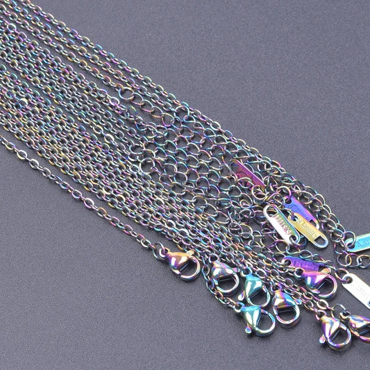 2/5pcs Rainbow Chain New Personalized Multiple Shape Designs Necklace Chains For Jewelry Making DIY 304 Stainless Steel Chains