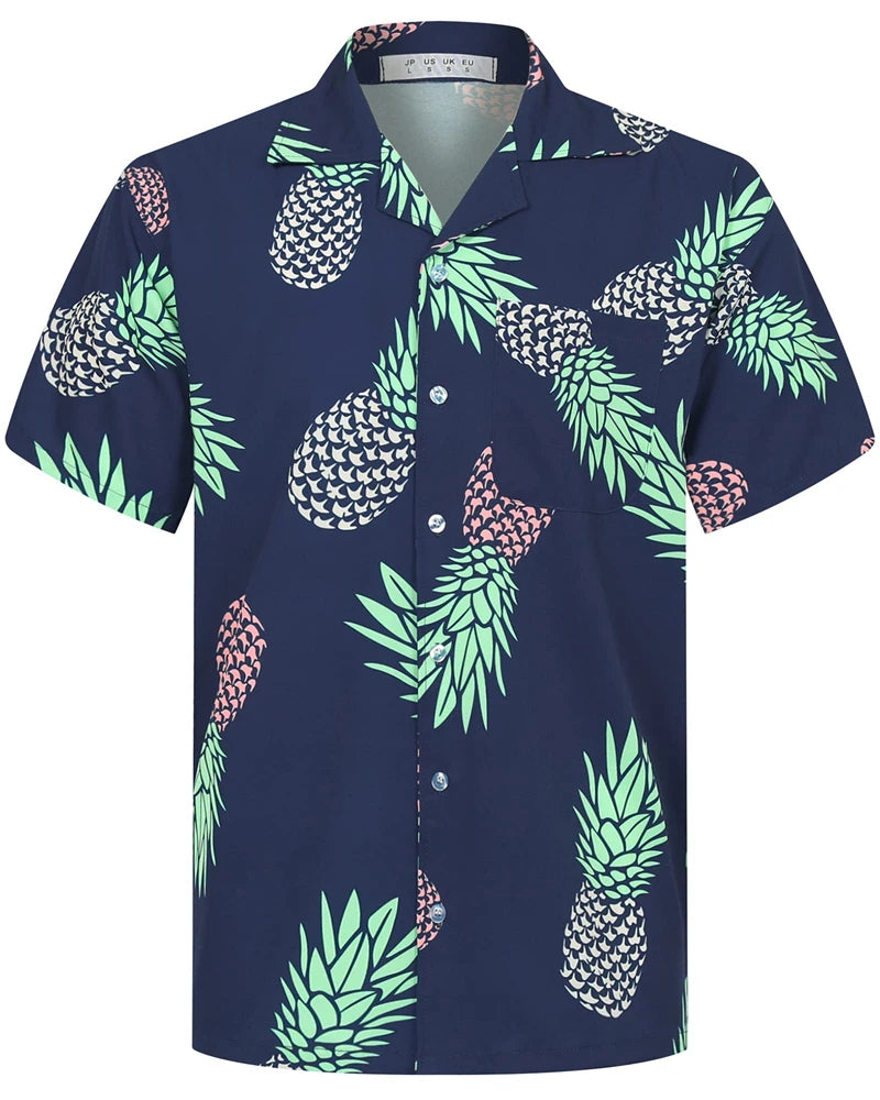 Camisas Hawaianas de Verano para Hombre, Manga Corta, Botones, Estampado de Árboles de Coco, Camisa Casual de Playa Aloha Tallas Grandes 6XL, Ropa para Hombre