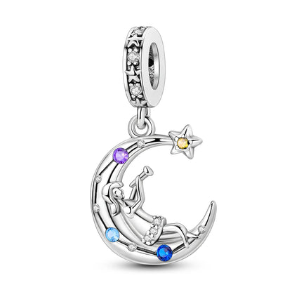 New Arrivals Silver Plated Cute Pet Moon Luminous Firefly Charms Fit Original Bangle Beads Pendent Dangle Bracelet DIY Jewelry