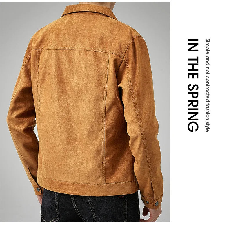 Chaqueta estilo británico de primavera y otoño para hombre, chaqueta informal de gamuza, moderna con botones, personalidad informal, ropa nueva para hombre.