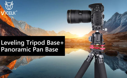 VICELK Leveling Base Tripod Head+360° Panoramic Pan Base for Macro Panoramic Photography with +/-5 Degree Precision Adjustment